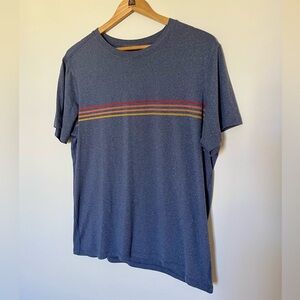 Marine Layer Blue Tee with Red and Gold Stripes
